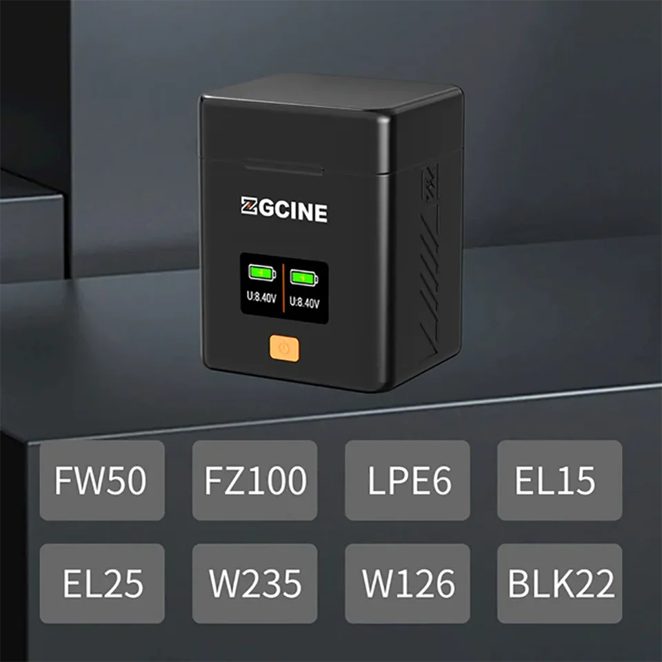 ZGCINE FZ100 NP-FW50 BLK22 Battery Charging Case PD Fast Dual Charger Charging Box for Panasonic SONY Canon LPE6 Fujifilm Nikon