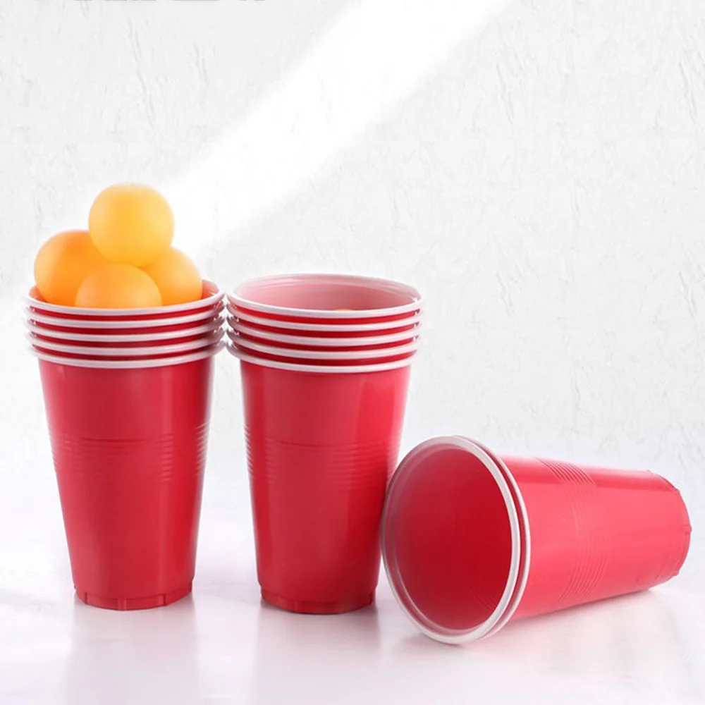 24Pcs Red Party Cup with Ping-pong Balls Explosion-proof Anti-Scalding Cup for Halloween Party Games UND Sale