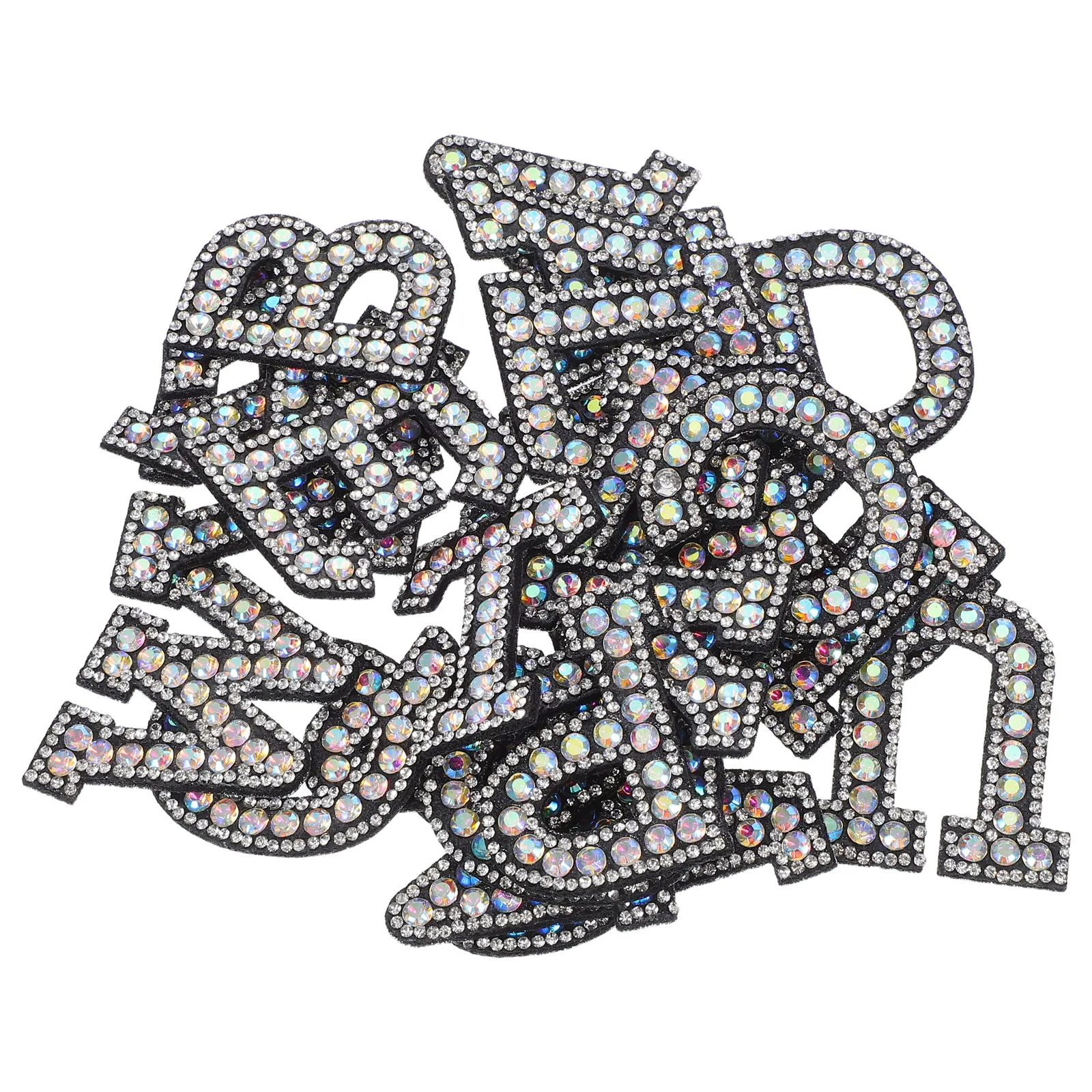 

26pcs Rhinestone Letters Stickers Iron On Alphabet Patches Sewing Diamond Adhesive Diy Clothes Accessories Elastic Band Craft