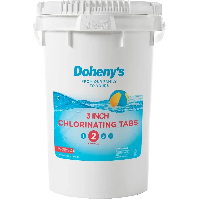 3-calowe stabilizowane tabletki chloru |   Pro-Grade Pool Sanitizer, długotrwały, wolno rozpuszczający się, 99% czystego trichloru, indywidualnie