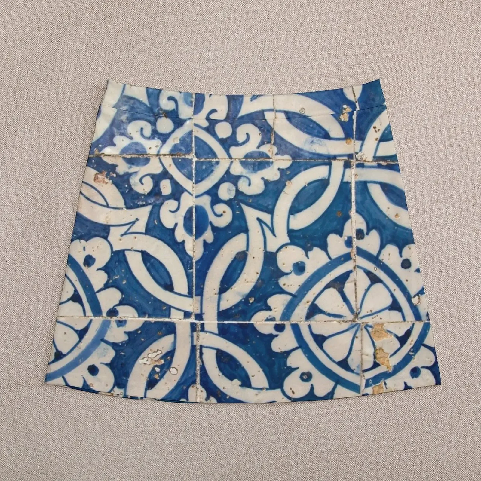 Vintage portuguese azulejo Mini Skirt clothes for woman 90s vintage clothes Female clothing Mini Skirt