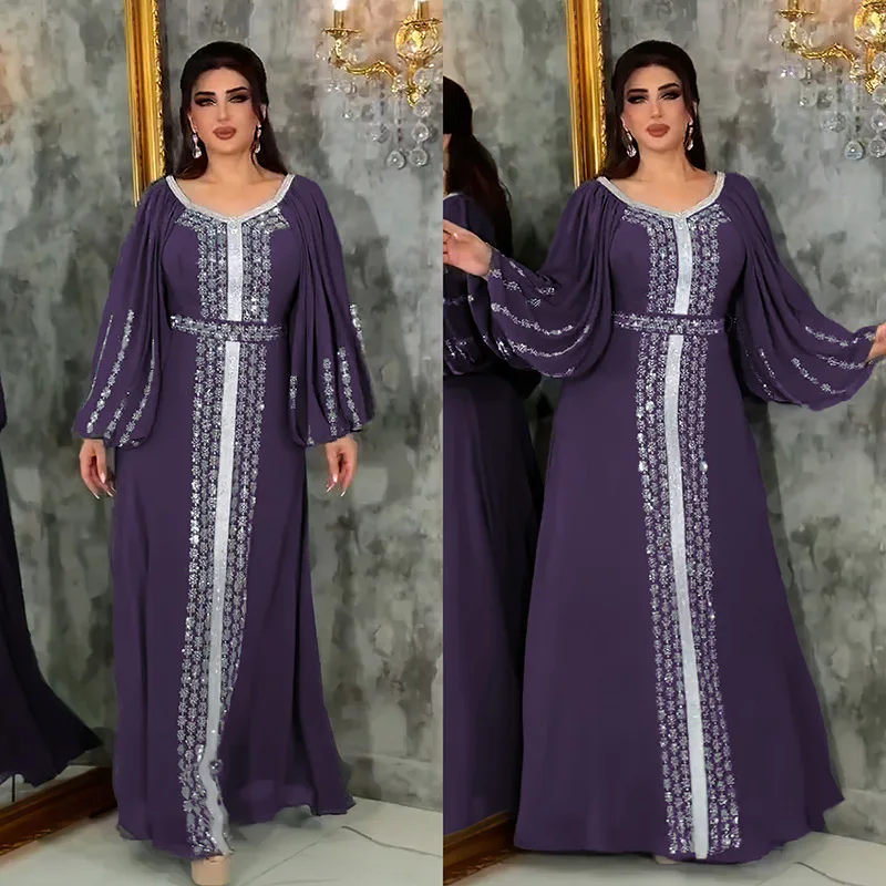 

Elegant Middle East Muslim Hijab Abaya Dress for Women Eid Arabic Party Jalabiya Islamic Turkey Dresses Moroccan Caftan Robe