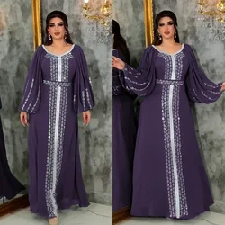 Elegant Middle East Muslim Hijab Abaya Dress for Women Eid Arabic Party Jalabiya Islamic Turkey Dresses Moroccan Caftan Robe