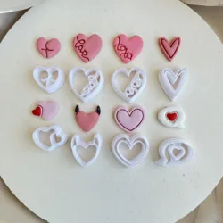 Valentine's Day Love Series Heart Shaped Pink Polymer Clay DIY Soft Ceramic Earrings Jewelry Pendant Making Cutting Tools