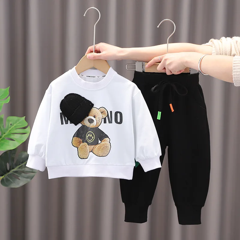 Western Baby Boys Designer Clothes Spring Autumn Cartoon O-neck Long Sleeve Tops and Pants Girls Outfits Kids Bebes Tracksuits