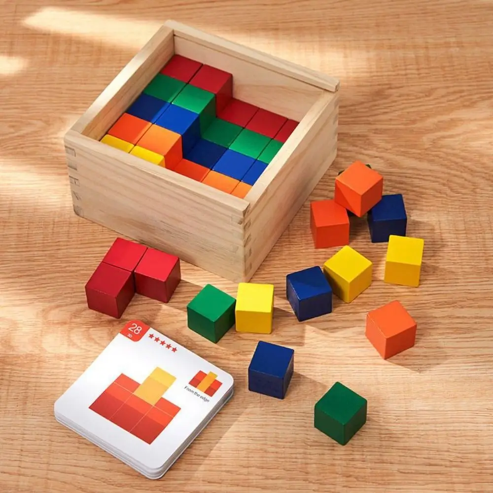 Une boîte de développement du cerveau, Puzzle créatif en bois en forme de Cube, bloc de Cube amusant, jouet tridimensionnel portable, jeu pour enfants