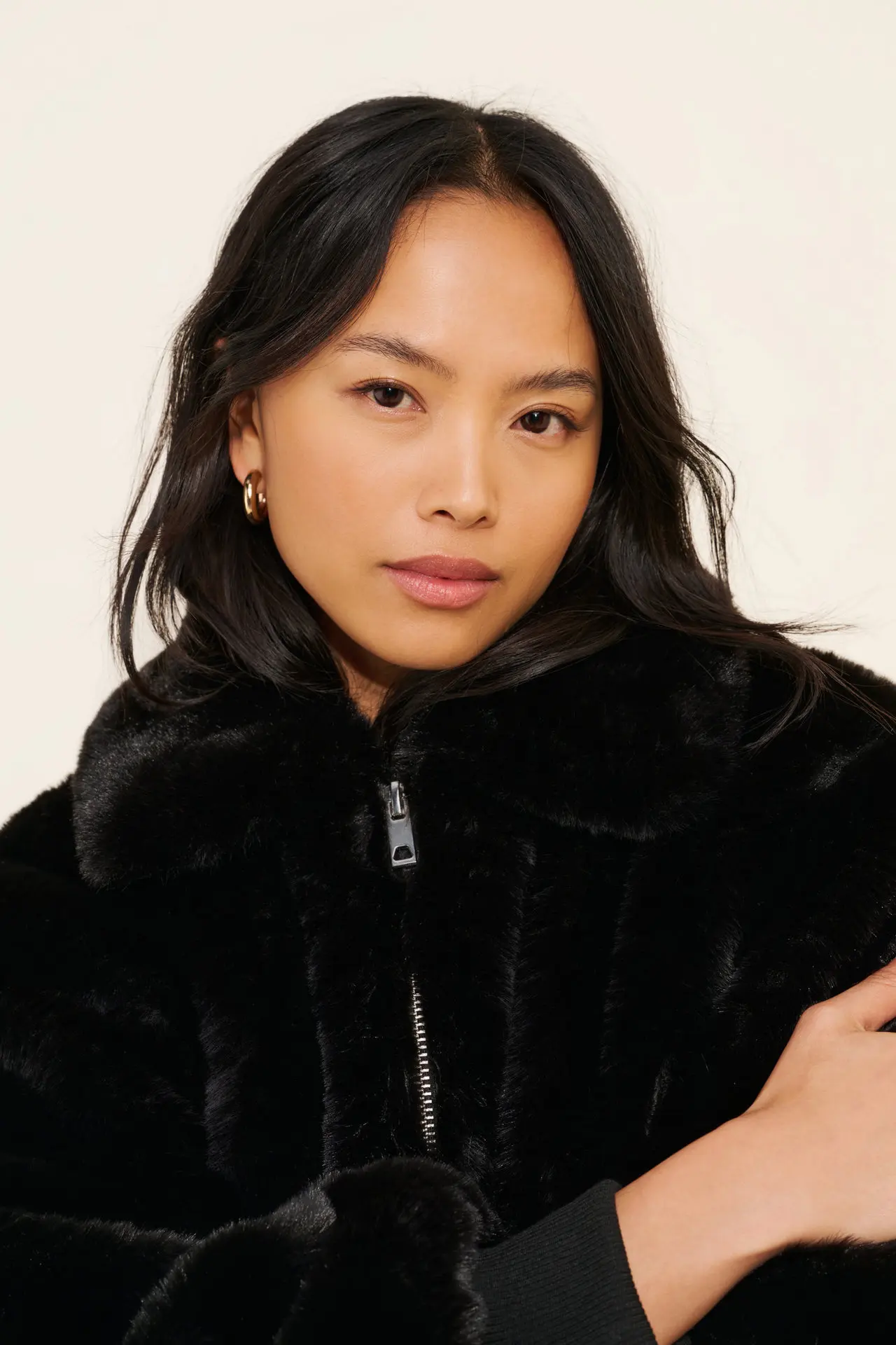 Imitation fur plush short jacket women's lapel texture light luxury high-end warm casual fluffy jacket
