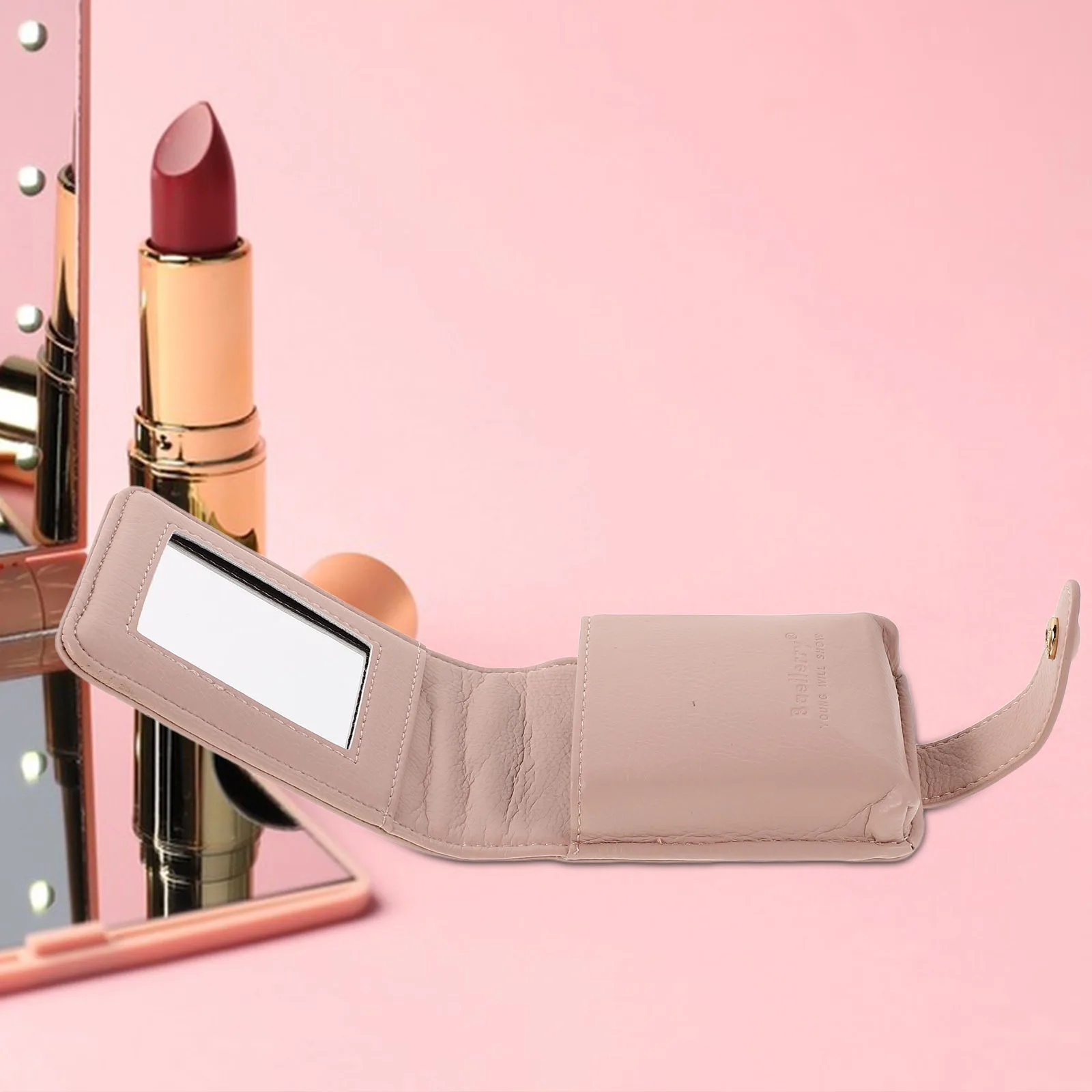 

Mini Quilted Makeup Bag for Women with Mirror - Compact Pouch for Lipstick Gloss Essentials Travel Small Luxury Vanity