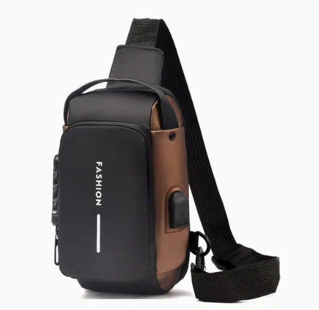 Men Anti‑Theft Password Lock Sling Chest Bag Waterproof Crossbody Bag Outdoor Travel Sports Motorcycle Fanny Pack