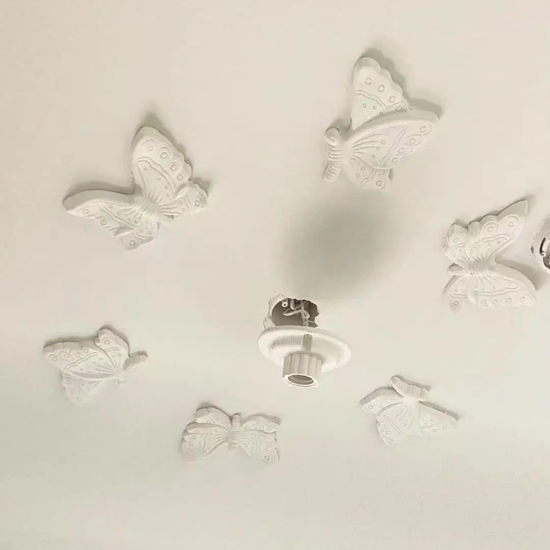 French retro gypsum butterfly light panel combination ceiling ceiling line decoration European living room wall decoration