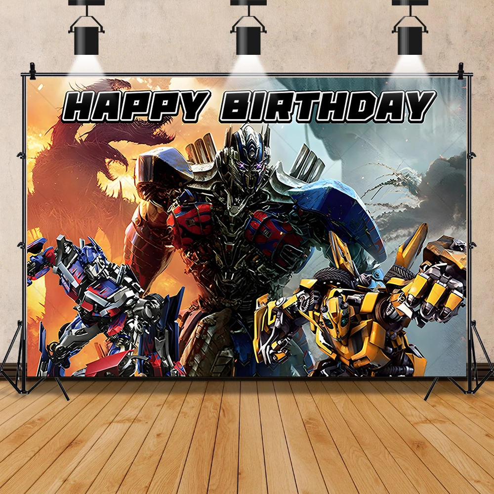 Transformers Party Backdrop for Kids Boys Birthday Party Photo Background Custom Photography Bumblebee DecoratIon Banner