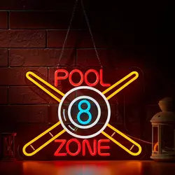 Pool Zone Neon Sign for Wall Decor Dimmable LED Neon Light USB Powered Neon For Wall Decor Business