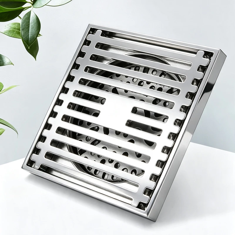 Brass Square Floor Drain 100x100mm Anti Odor Bathroom Shower Waste Grate Tile Insert