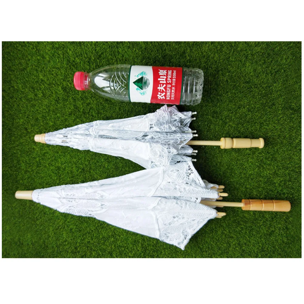 

Lace Umbrella White 43Cm Length 45Cm Diameter Pure Cotton Embroidery Parasol Wedding Bride Photo Props Decorative Stage