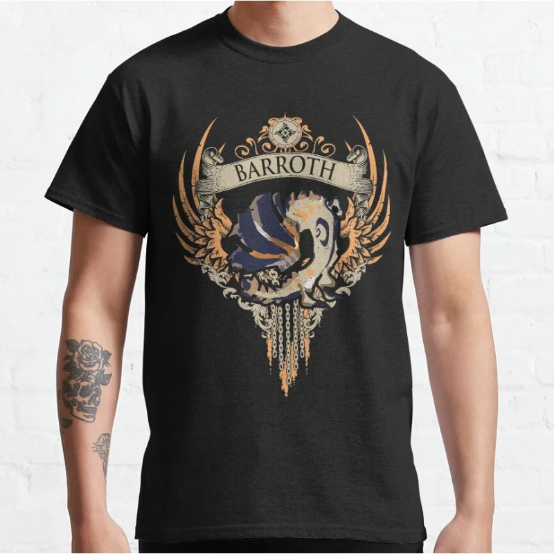 

BARROTH 0220 Monster hunter world gift t shirt for men Cartoon Video game MHW Graphic Tee Y2K Clothes All size tops S-6XL