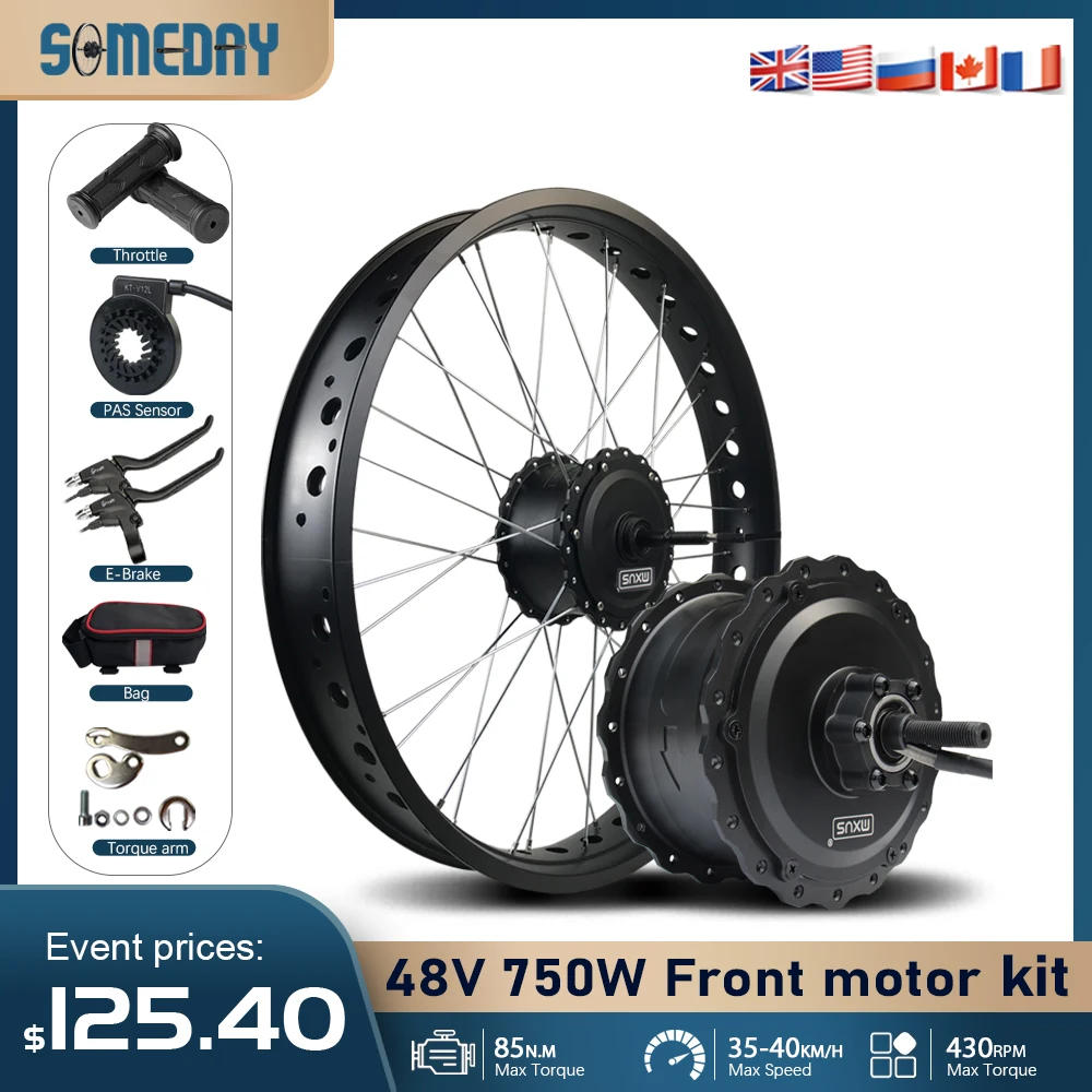 Fat Electric Bicycle Conversion Kit 48V 750W Brushless Front Hub Motor  Wheel for 20 24 26in 4.0tire Snow E-bike Conversion Kit - AliExpress 18