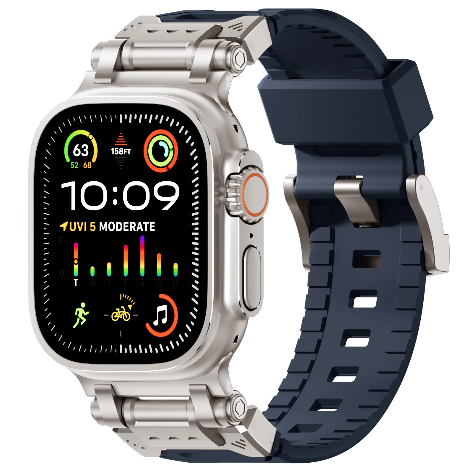 Explorer Armband für Apple Watch Ultra 2 3 Band 49mm 46mm 45mm 44mm Metall+Silikon Herren Correa Armband Serie 11 10 9 8 7 6 SE 3