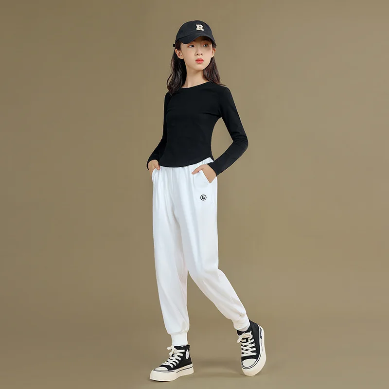 Baby Girl Clothes Suit Autumn Cotton Pants Spring and Autumn Children Tracksuit Pants Big Loose Bunched Feet White Casual Pants