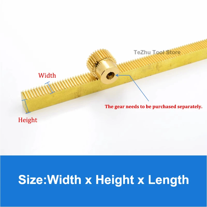 1pc 0.5 Mod 1 Mod Brass Rack Gear 0.5/1 Modulus Rack Transmission Length 200 300 400 500 1000mm