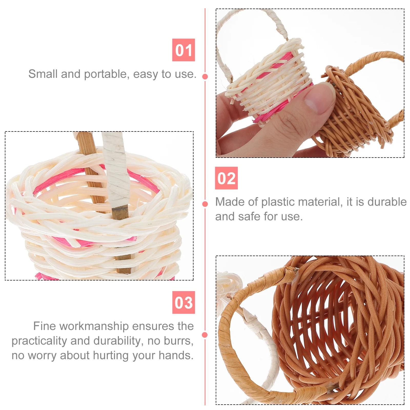 10 Pcs Decor Flower Basket Beautiful Picnic Storage Store Wooden Knit Baby Home