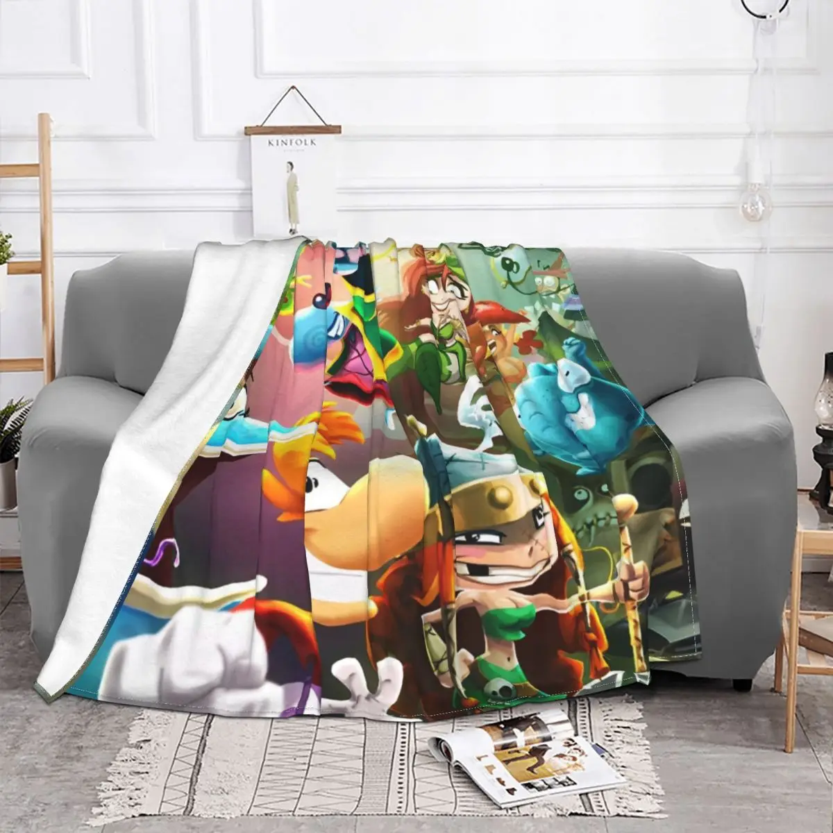 Rayman مغامرة لعبة الكرتون بطانية محبوكة مضحك الفن الفانيلا رمي بطانية السفر المطبوعة لينة الدافئة متعددة الوظائف البساط قطعة #2