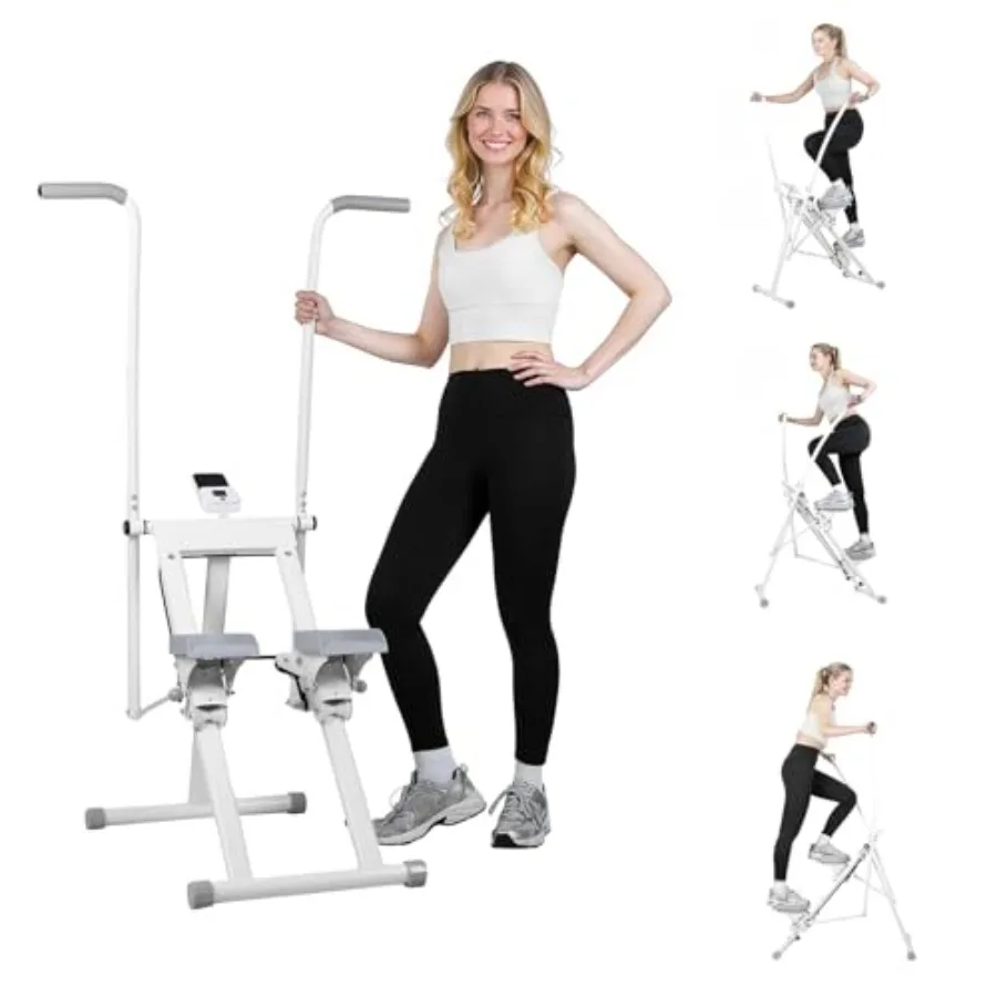 Stair Stepper Exercise Machine for home use metal frame black foldable vertical climber with LCD display and real-time progress
