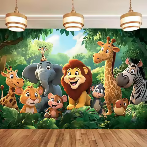 1 Jungle Safari Party Background Banner - Suitable for birthdays, holidays, parties, multiple sizes to choose from