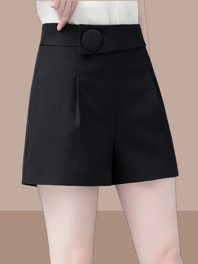 High Waist Wide Leg Short Pants Women's Summer Thin New Style Casual A-Line Pants Cotton Material Korean Style Commute Wind