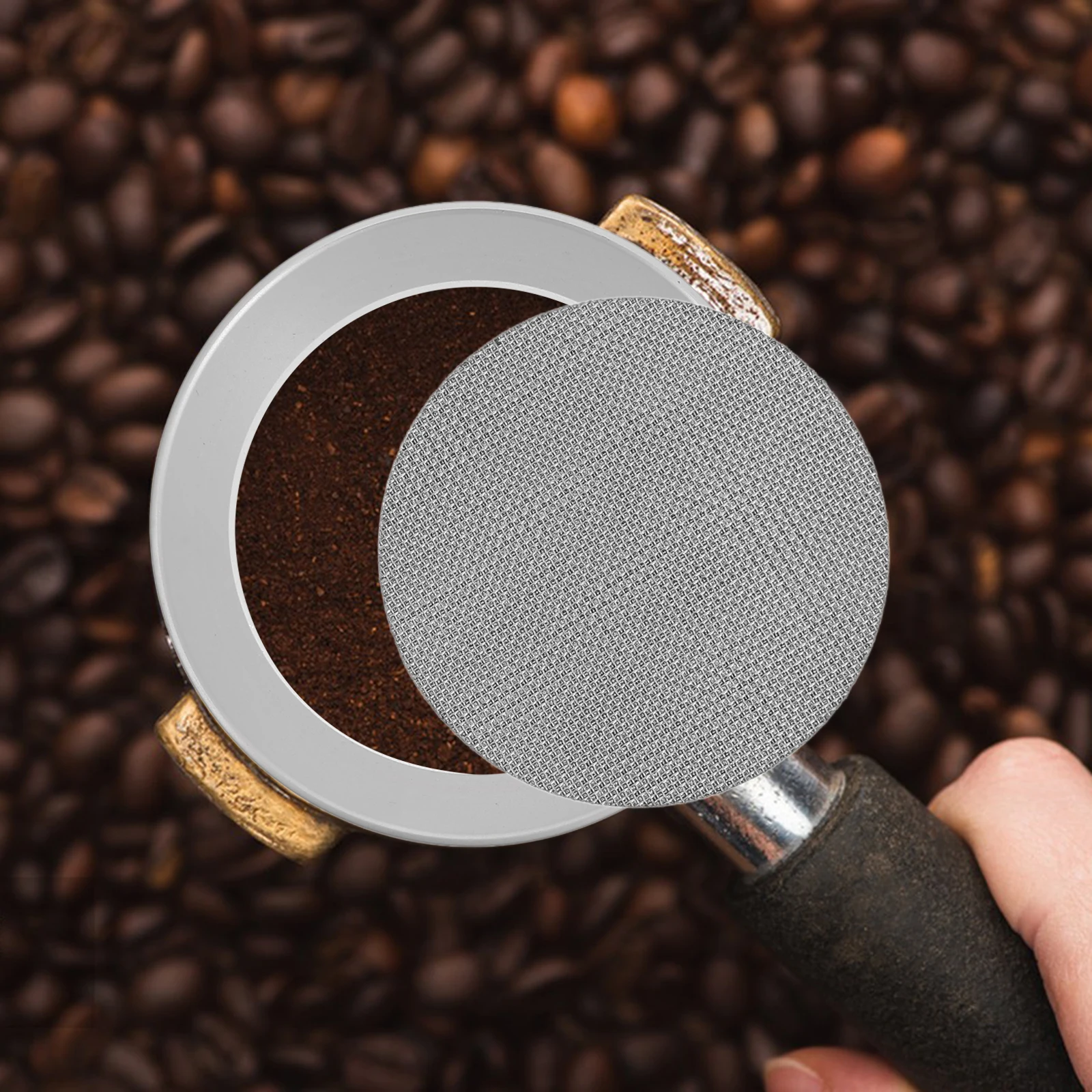 

Coffee Handle Powder Ring Filter Cloth Catcher Feeder Aluminum Alloy Container with Lid Machine Water Tank Funnel Filters Cone