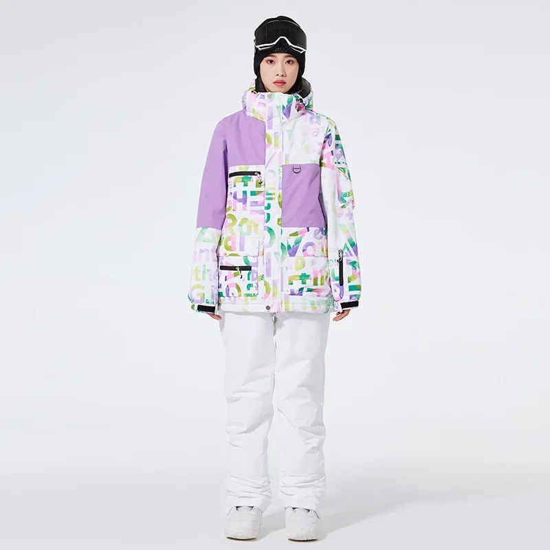 

New Winter Couple Skiing Suit Men's Snowboard Sports Casual Loose Ski Suit Women's Windproof Waterproof Breathable Snow Suit Set