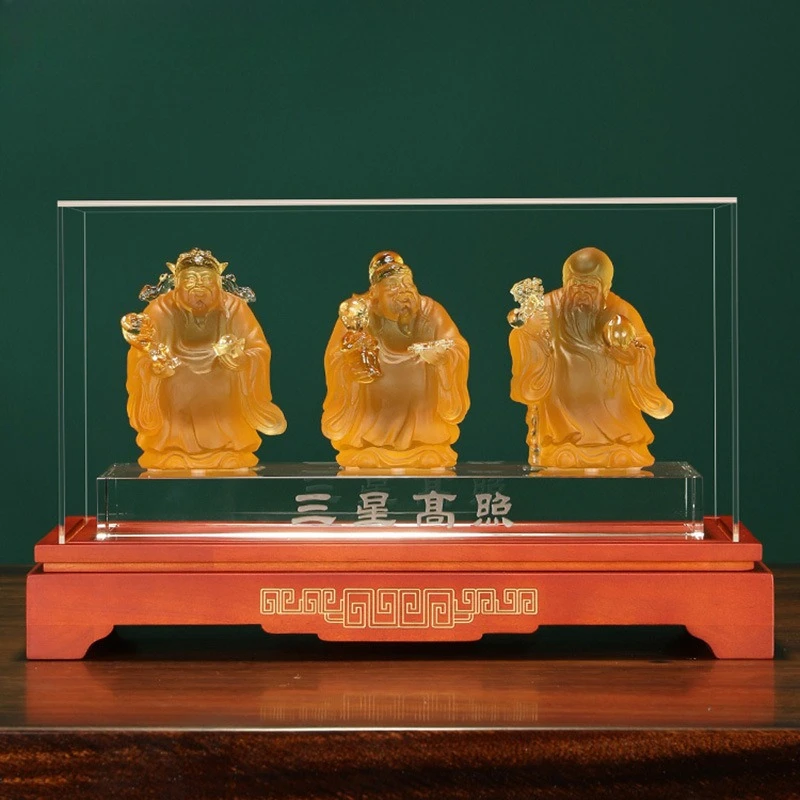 Three-star high-light ornaments, home decoration, elders give gifts, birthday gifts, fortune glass handicrafts