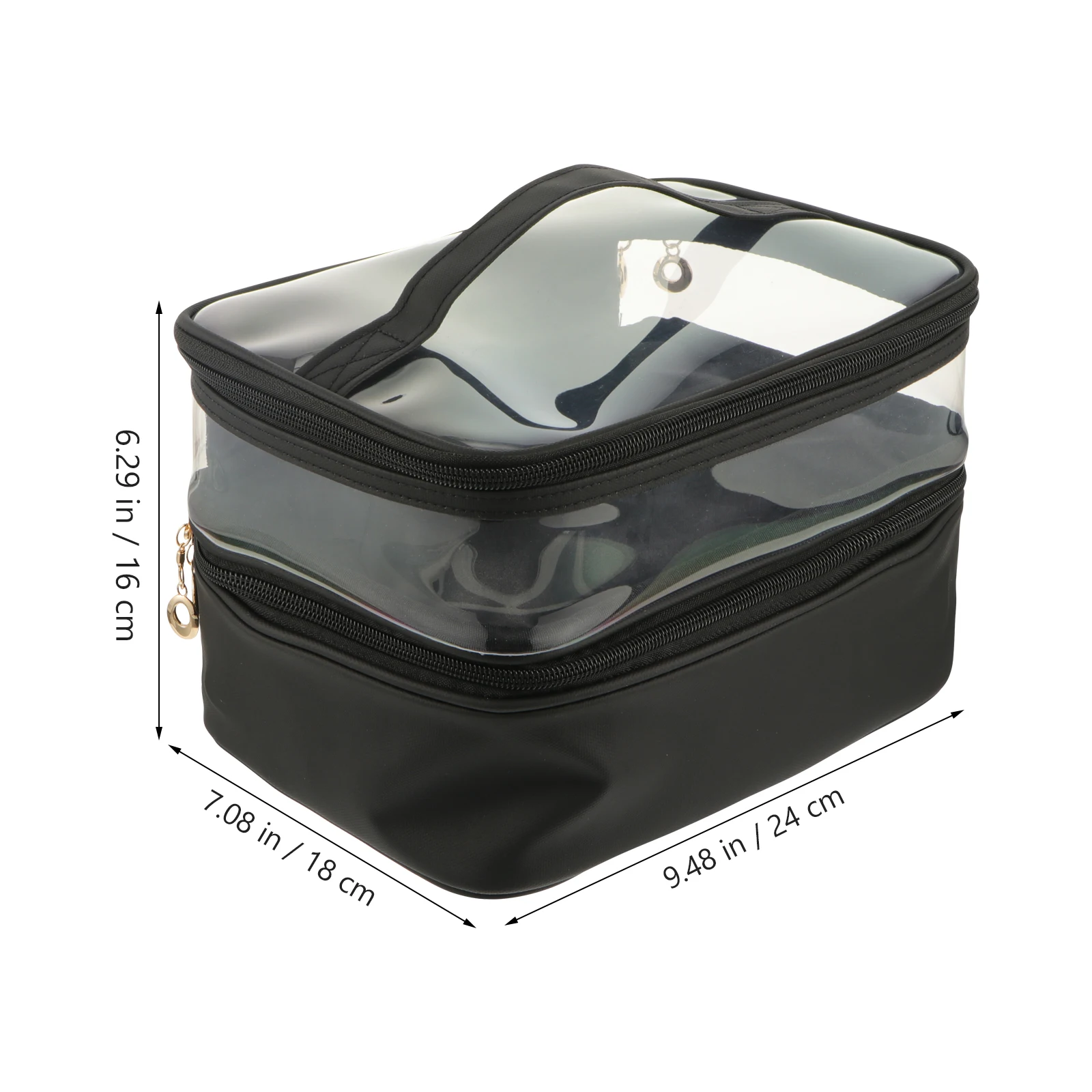 

1pc Double Layer Waterproof Makeup Toiletry Bag Organizer Travel Outdoor Portable Bag Large Capacity For Gym