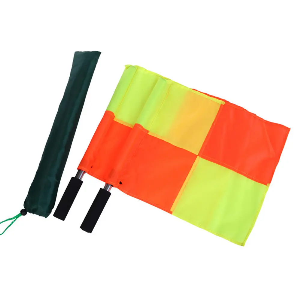 

4Pcs Referee Flags Hand Crank Red Yellow Waterproof Durable Linesman Waving Signal Flag Football Match Waving Flag