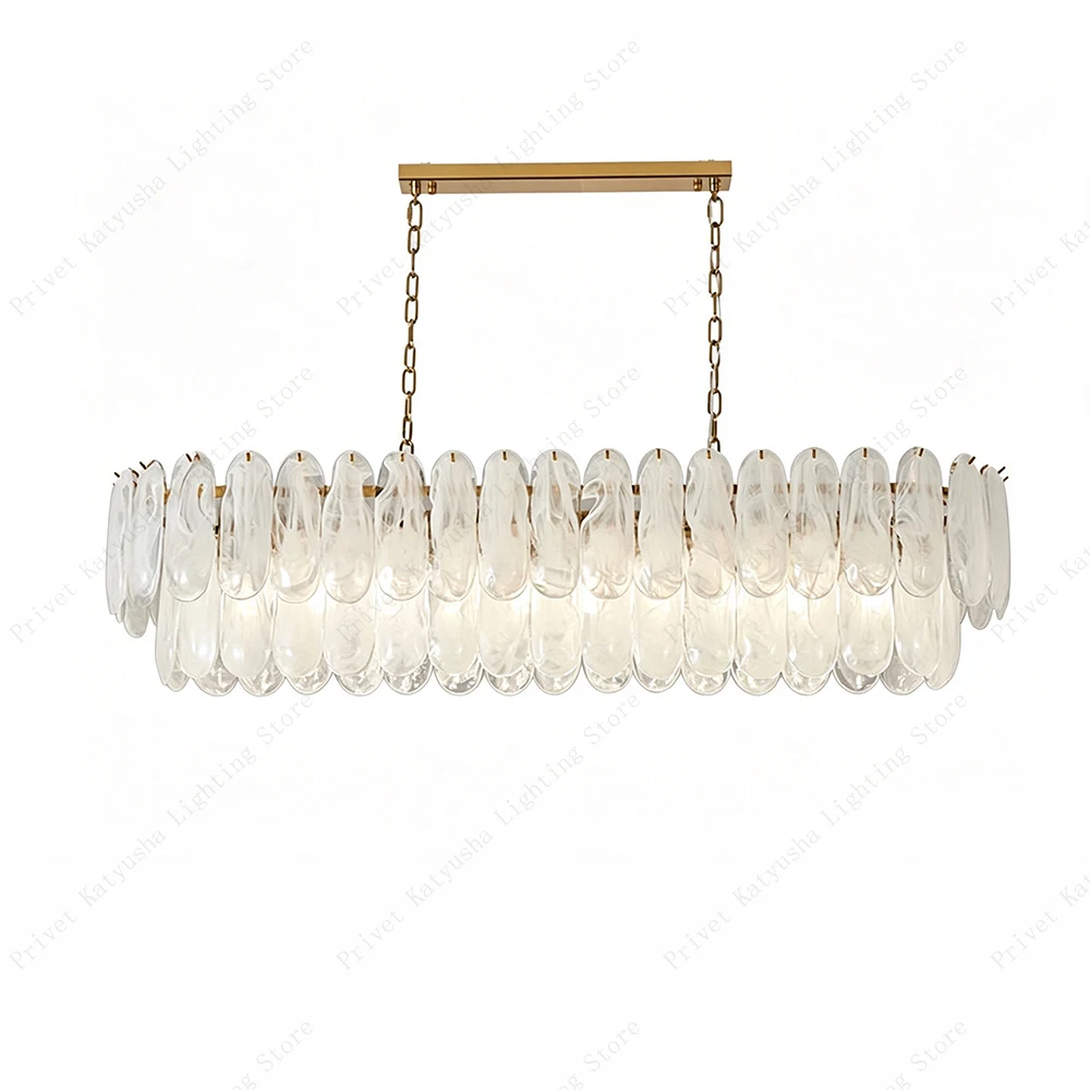 Modern Luxury Cloud Mist Glass Pendant Light, Vintage Light Fixture Upgrade Your Room Dining Table Exquisite Lamps Gold