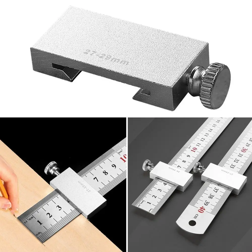 Metal Scribing Ruler Clear Scale Accurate Positioning Steel Ruler Slide Stop Multi-Function Precise Measurement Straight Ruler