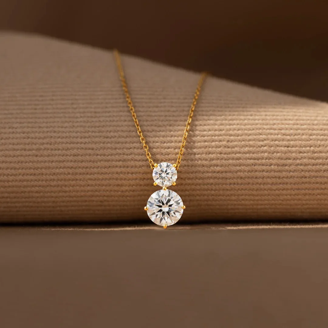 

Размер циркона, двойное бриллиантовое ожерелье, женская простая мода, цепочка на ключицу в европейском и американском стиле