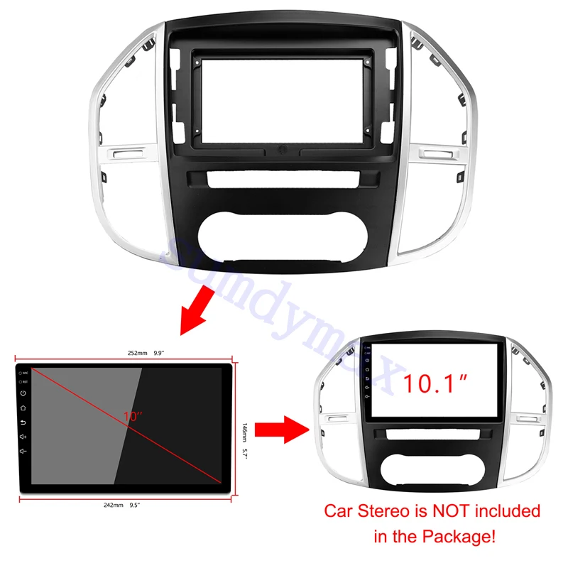 10.1inch big screen 2 Din android Car Radio Fascia For Mercedes Benz Vito 3 W447 2014-2021 car panel Trim Dashboard Panel Kit