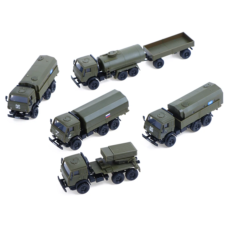 Militar caminhão montagem quebra-cabeça modelo para meninos, simulado artilharia brinquedo, foguete russo, KAMAZ-5350, 1:72