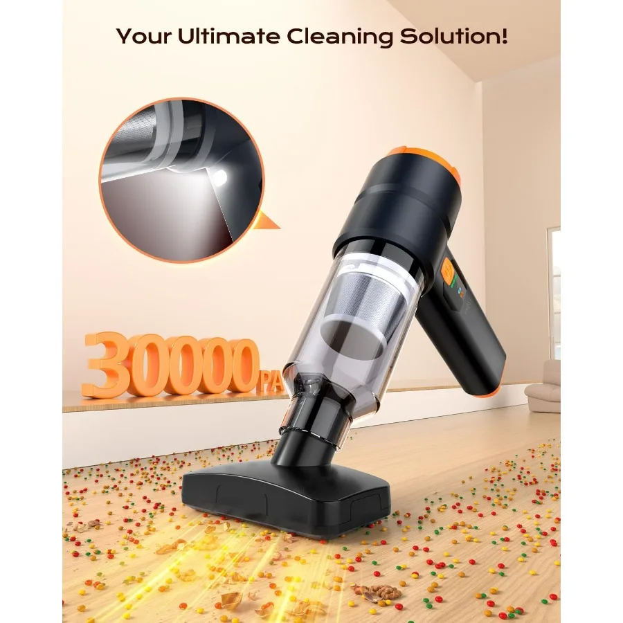 مكنسة كهربائية محمولة لاسلكية مع قوة شفط 30000PA ومحرك 130000 دورة في الدقيقة لميزة تنظيف السيارة المنزلية والحيوانات الأليفة بكفاءة #3