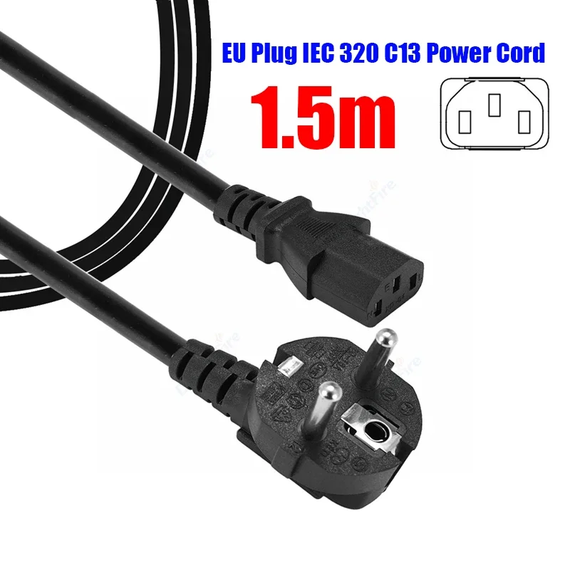 

EU Plug Power Extension Cable 1.5m IEC 320 C13 220V 3x0.75mm2 Euro Power Extension Cord For HP Dell Lenovo PC Computer Monitor