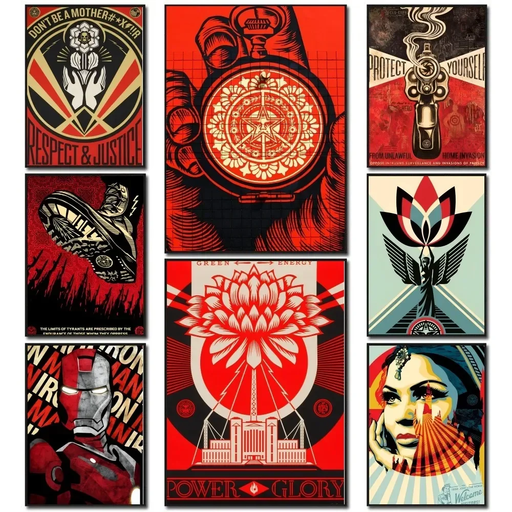 1PC Vintage Abstract Shepard Fairey Street Art Poster Paper Print Home Living Room Bedroom Entrance Bar Restaurant Cafe Art