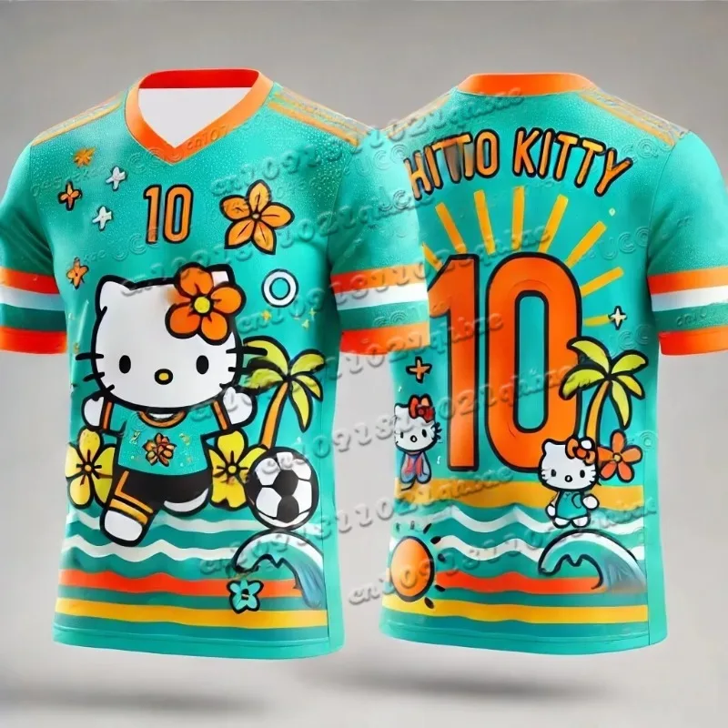 

2025 MINISO Новый свободный повседневный быстросохнущий модный милый трикотаж для пар Hello Kitty, 3D-печать