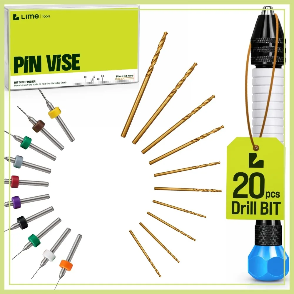 

Micro Drill Bits Set with Pin Vise, Small Hand Drill Manual for PCB, Resin, Polymer Clay, DIY Jewelry Making