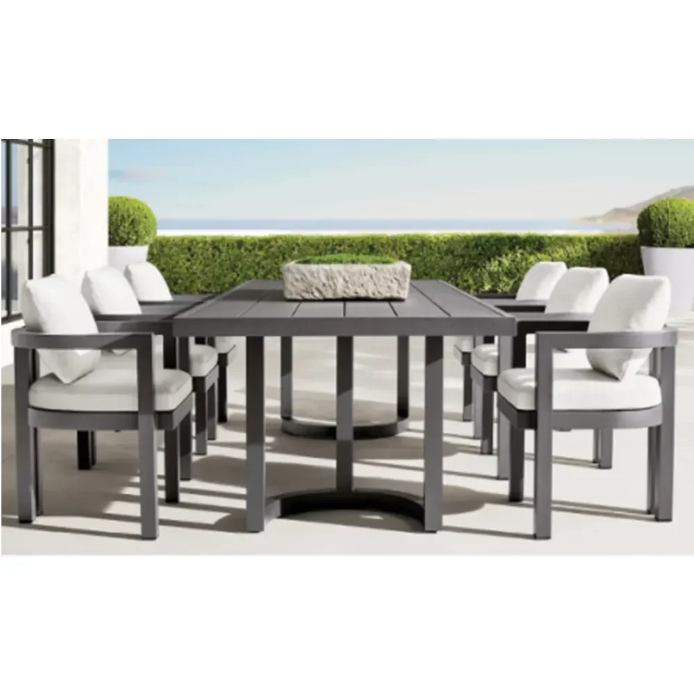 Powder coated aluminum furniture modern hot sale outdoor dining table and chairs