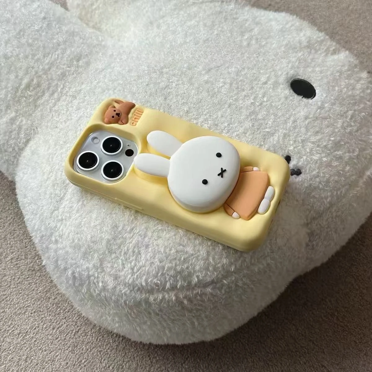 Cute Miffy Bracket Applicable iPhone 17promax Silicone Cartoon Gift Mobile Phone Protective Case Kawaii Lovely Gift for Girls