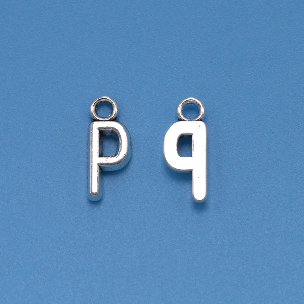 

50 Pcs Charm Necklace Letter Pendant Beads Metal Alphabet Pendent Loose Charms English Alloy Jewelry