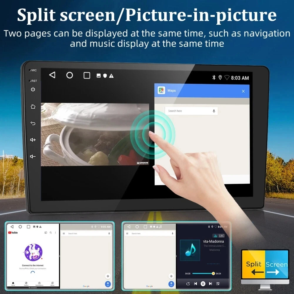 8in IPS Touchscreen Car Screen Radio Player 2+32G Android 15 Car Stereo for Chevrolet Silverado 2007-2018 GMT900/K2XX, for Chevrolet Tahoe 2007-2014 GMT900 with Wireless Carplay Android Auto GPS WiFi Bluetooth SWC Mirror Link Split Screen view 2