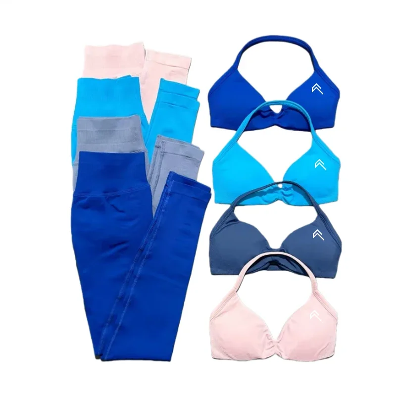 

High-quality Suit Hanging Neck Shell Sports Bra Shockproof Bra Quick-drying Trousers Suit Gym Fitness Running Yoga Suit