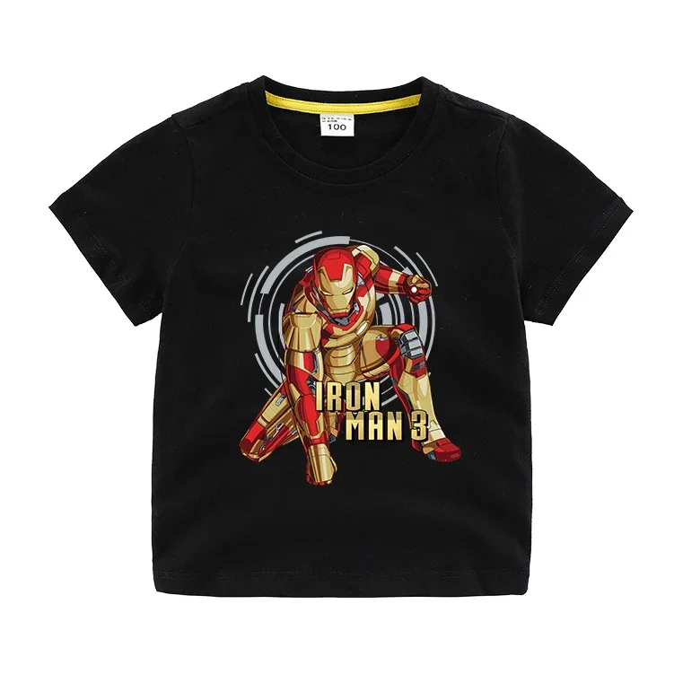 Marvel Iron Man Boy T-shirt Children\'s Spider-Man Co-branded Short Sleeve Cotton T shirt Baby Boys Cartoon Fashion Trend Clothes