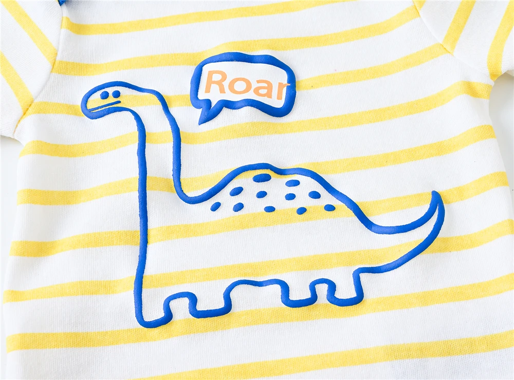 Summer Baby Boy Bodyuist 100% Cotton Short Sleeve Dinosaur Print 3 Pcs/lot Newborn Boy Clothes